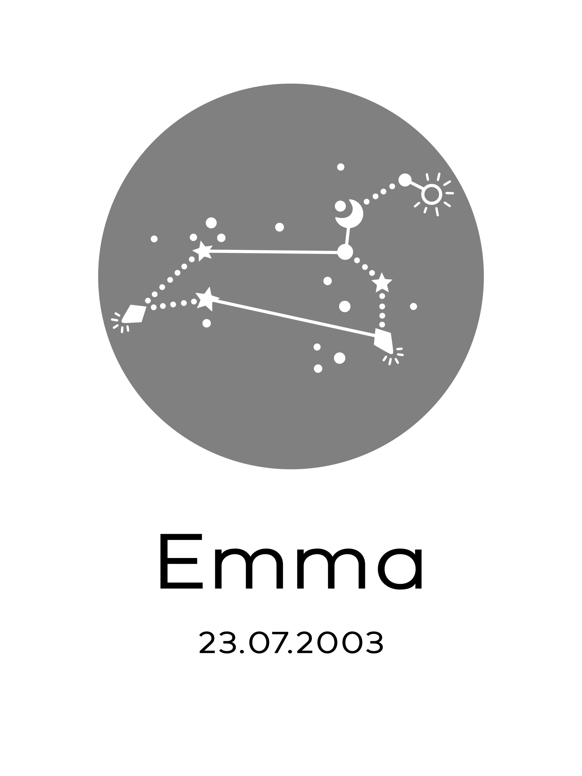 Personalisiertes Sternzeichen-Poster Löwe (Leo) mit Name Emma und Geburtsdatum