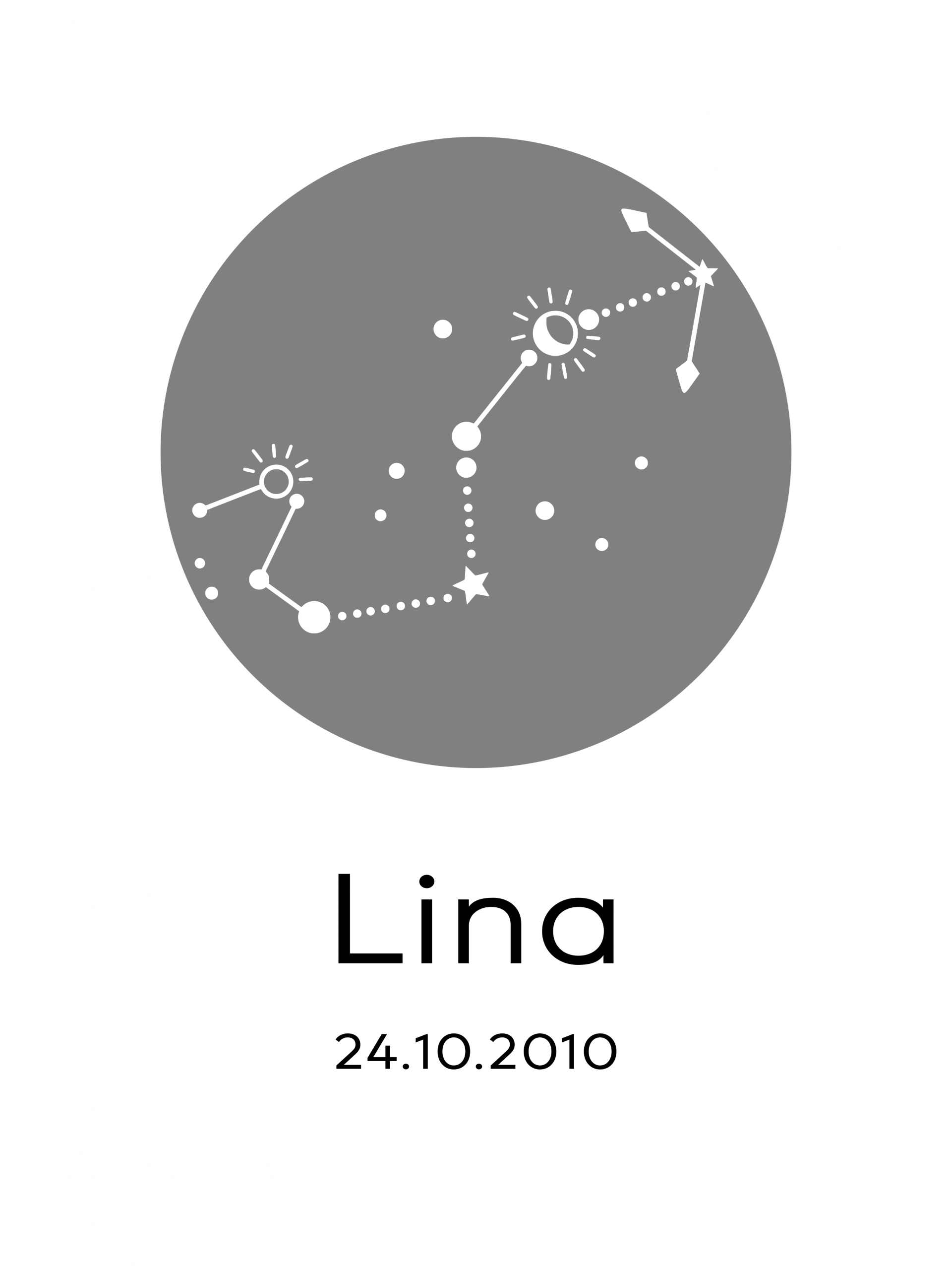 Personalisiertes Sternzeichen-Poster Skorpion (Scorpio) mit Name Lina und Geburtsdatum